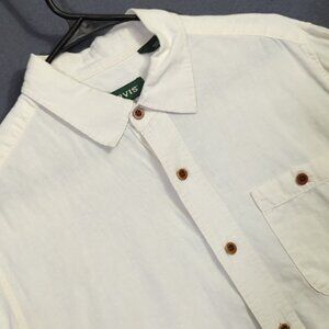 Orvis Shirt Men's M White Hemp Lyocell Classic Fit Short Sleeve Button Up Pocket